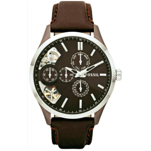 Fossil watch strap ME1123 Leather Dark brown 22mm + standard stitching